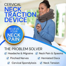 Load image into Gallery viewer, Women wearing the EverRelief Cervical Neck Traction Device for neck, back and shoulder pain relief.