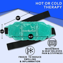 Load image into Gallery viewer, Ice Pack for Back Pain Relief with Elastic Strap by EverRelief - Hot or Cold Reusable Gel Bead Back Therapy Wrap Supports Pain, Swelling &amp; Soreness from Injuries, Joint pain or Muscle Stiffness