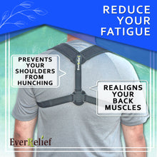 Load image into Gallery viewer, A man using a posture corrector because of fatigue, collarbone, neck back or shoulder pain needing to prevent slouching and hunching