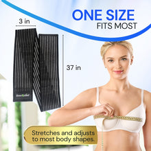 Load image into Gallery viewer, Black elastic band with measurements and a woman wearing a white bra, labeled &#39;EverRelief&#39;.