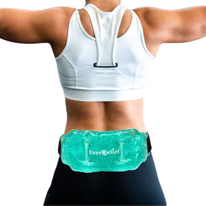 Ice Pack for Back Pain Relief with Elastic Strap by EverRelief - Hot or Cold Reusable Gel Bead Back Therapy Wrap Supports Pain, Swelling & Soreness from Injuries, Joint pain or Muscle Stiffness
