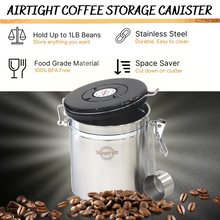 Load image into Gallery viewer, Sippin&#39;It Airtight Coffee beans storage container to filter out CO2 and keep beans fresh for up to 6 months