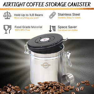 Sippin'It Airtight Coffee beans storage container to filter out CO2 and keep beans fresh for up to 6 months