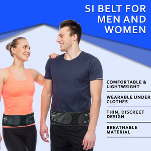 EverRelief SI Belt Hip Brace- Sacroiliac Joint Support for Men & Women-Fully Adjustable Sciatica Brace Relieves Back, Pelvic & Hip Pain