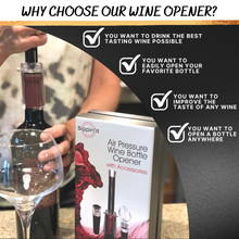 Load image into Gallery viewer, The Sippin’It 4 Piece wine opener set including an foil cutter, air pressure wine bottle opener, wine aerator pourer and wine vacuum sealer all in a high quality gift set.