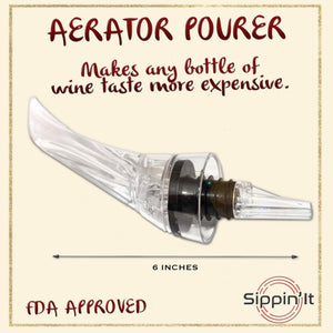 The Sippin’It wine aerator pourer instantly aerates by injecting air bubbles directly into the wine as you pour releasing aromas and intensifying flavor with a drip-free pour.