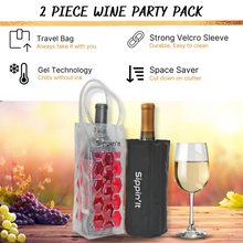 Load image into Gallery viewer, Freezable Wine Chillers by Sippin&#39;It - 2 Piece Wine Party Pack - Wine Cooler Sleeve and Portable Wine Chiller Travel Bag - Keep Chilled Wine Cold - Reusable for Picnics, BBQ&#39;s, Camping or Boating.
