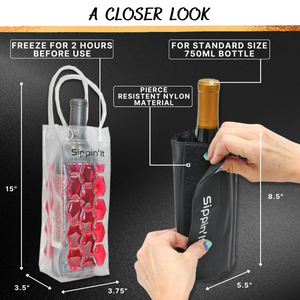 Freezable Wine Chillers by Sippin'It - 2 Piece Wine Party Pack - Wine Cooler Sleeve and Portable Wine Chiller Travel Bag - Keep Chilled Wine Cold - Reusable for Picnics, BBQ's, Camping or Boating.